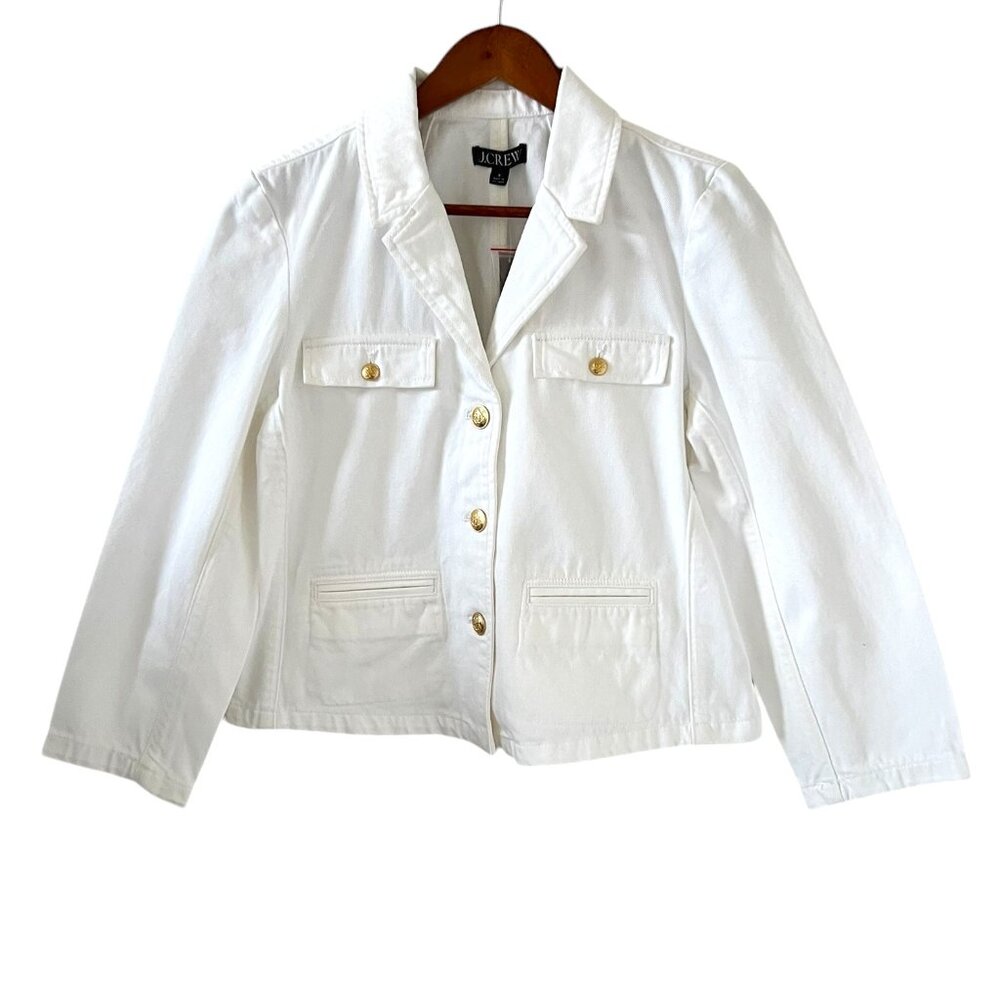 J Crew NEW Denim Blazer/Jacket In White Size 8